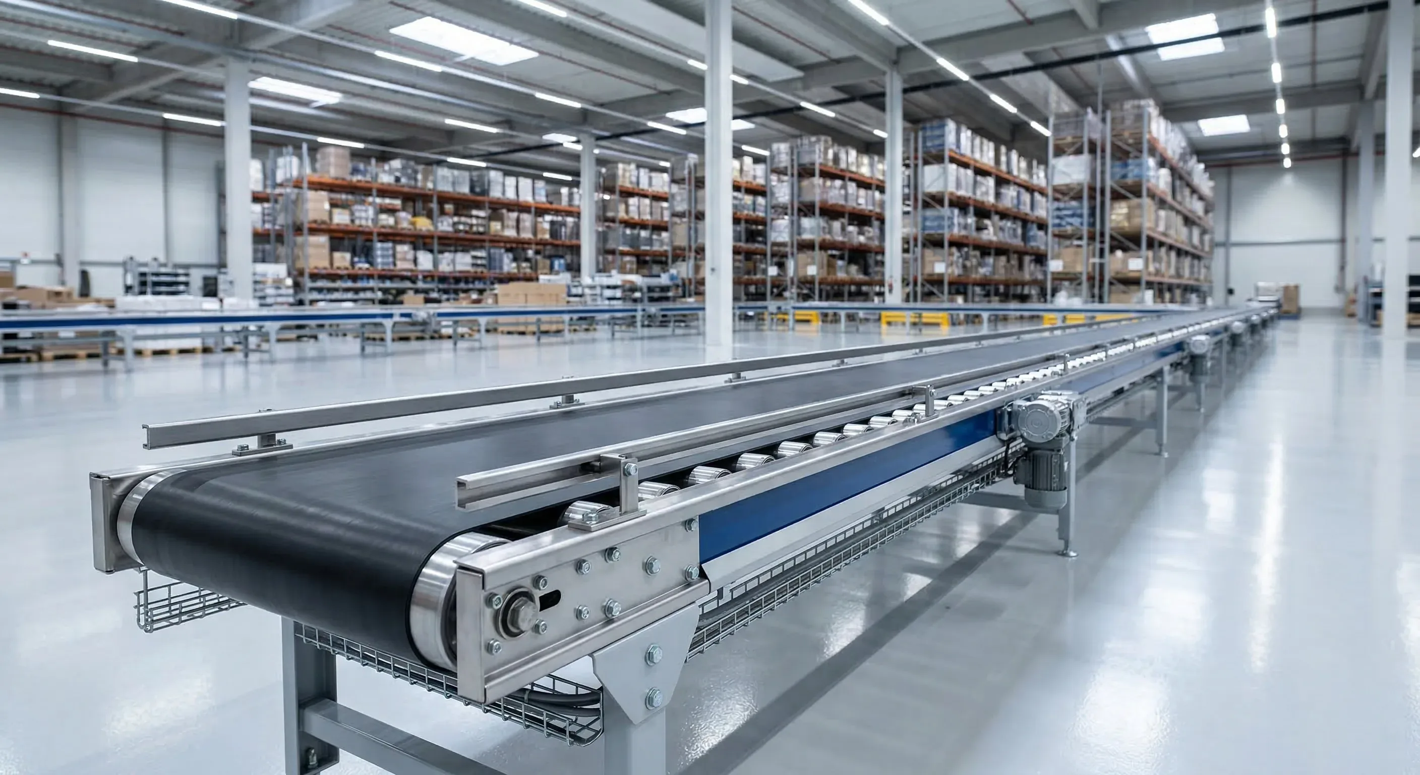 Belt conveyor system in a Hampton Roads area warehouse facility